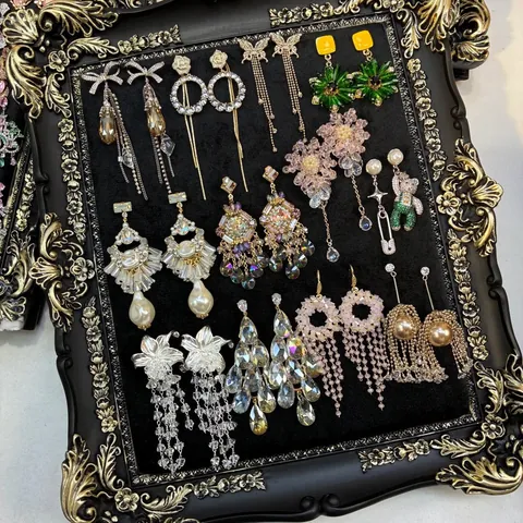 Pendientes de Botón con Borla de Flor de Gota de Agua de Circonia Vintage para Mujer Pendientes Colgantes de Aleación de Lujo con Poste de Plata
