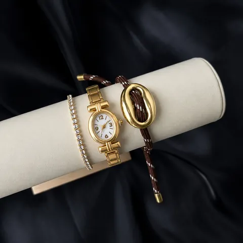 Dames Vintage Franse Stijl Kleine Ronde Gouden Roestvrijstalen Quartz Horloge Eenvoudige Elegante Schakelarmband Polshorloge Roze Witte Wijzerplaat
