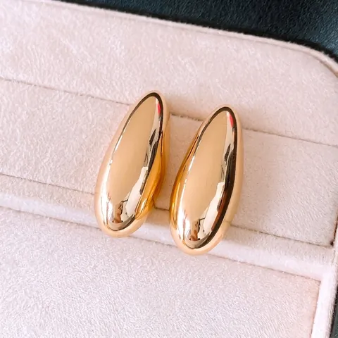 Pendientes de Botón Espejo Lisos Ovalados de Gota de Agua Minimalistas para Mujer Anillo de Dedo Abierto de Aleación Joyería Regalo