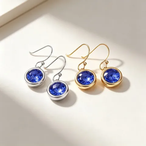 Round Zircon Drop Earrings Stainless Steel Colorful Hook Dangle Jewelry For Women Minimalist Style