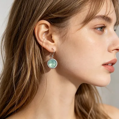 Round Zircon Drop Earrings Stainless Steel Colorful Hook Dangle Jewelry For Women Minimalist Style