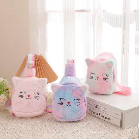 Plush Unicorn Chest Bag Kids Crossbody Bag Sequin Horn Soft Furry Cute Cartoon Cross Body Bag For Girls Daily Matching
