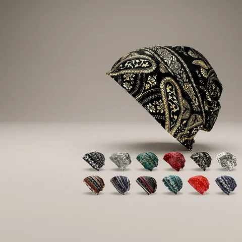 Printed Beanie Hat Scarf Dual Use Paisley Ethnic Pattern Pullover Cap For Men Women Casual Outdoor Skull Cap