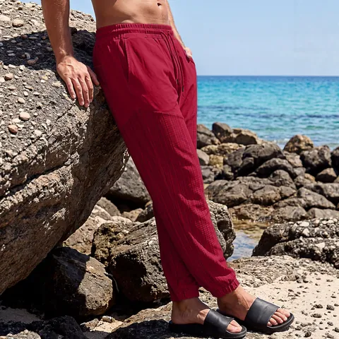 Men Joggers Sweatpants Polyester Breathable Patchwork Drawstring Elastic Waist Casual Sporty Trousers