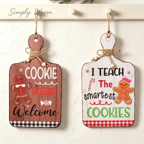Plaque Suspendue En Bois De Noël Bonhomme De Pain D'épice Forme Planche À Découper Cadeau Professeur Décoration Maison