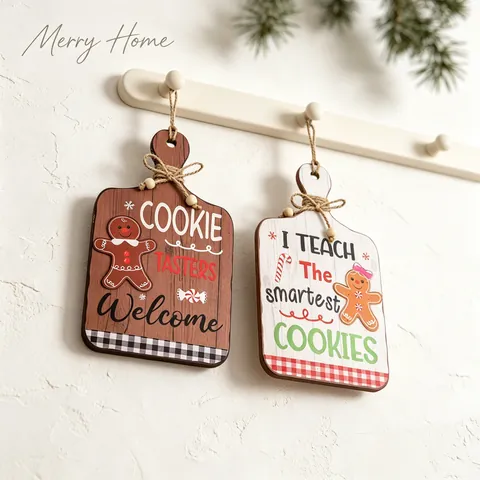 Plaque Suspendue En Bois De Noël Bonhomme De Pain D'épice Forme Planche À Découper Cadeau Professeur Décoration Maison