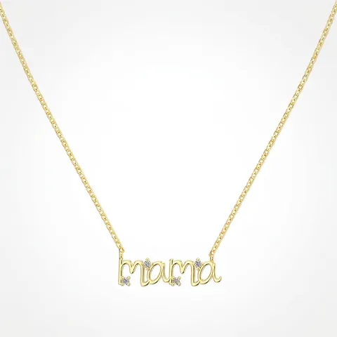 925 Sterling Silver Mama Pendant Necklace Zirconia Inlaid Gold White Gold Plated Clavicle Chain Mother's Day Jewelry Gift For Women