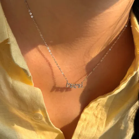 925 Sterlingsilber MAMA Anhänger Halskette Zirkonia Eingelegt Gold Weißgold Plattiert Schlüsselbeinkette Muttertag Schmuck Geschenk Damen