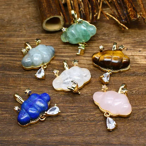 Colgante de Nube de Piedra Natural Joyería Estrella Gota de Agua Strass Estilo Dulce Charms para Mujer Niñas Regalo