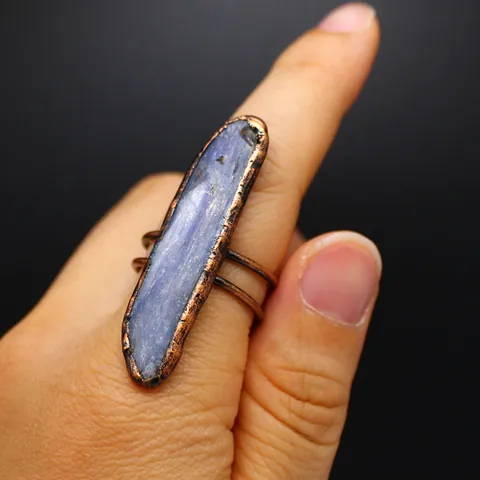 Vintage Natural Agate Geode Open Ring For Men Women Antique Copper Bronze Finish Crystal Raw Stone Adjustable Finger Ring Jewelry