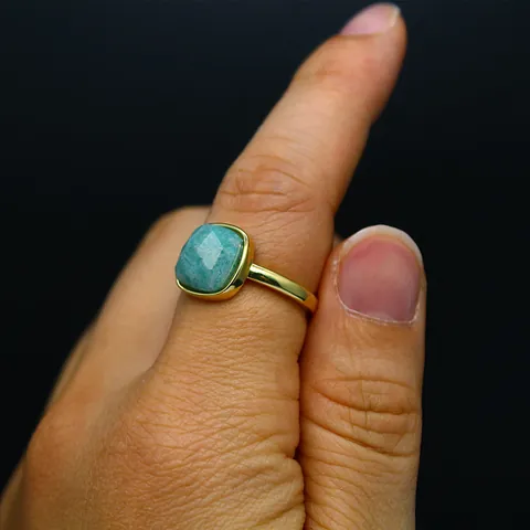 Anello Aperto in Pietra Naturale Placcato Oro 24K Taglio Quadrato Regolabile Lapislazzuli Amazonite Ametista Gioielli di Moda per Donna Uomo