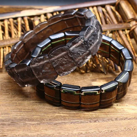 Natural Arizona Sirius Meteorite Tektite Bracelet Stone Rectangle Plate Beaded Bracelet For Men Women Polished Raw Jewelry