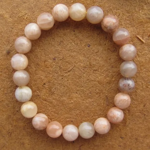 Natürlicher Sonnenstein Perlenarmband Für Damen Vintage Legierung Zubehör Boho Polierter Edelstein Elastisches Strang Armband Schmuck