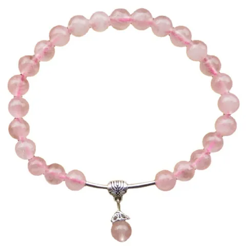 Natürlicher Rosa Rosenquarz Perlenarmband Für Damen 6mm Runde Edelstein Elastische Strang Armband Ethnischen Stil Schmuck Geschenk