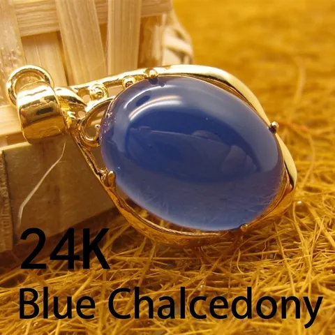 Colgante de Calcedonia Ágata en Gota de Agua Hueco Chapado en Oro 24K para Mujer Accesorio Joyería Retro Colgante Solo Sin Cadena