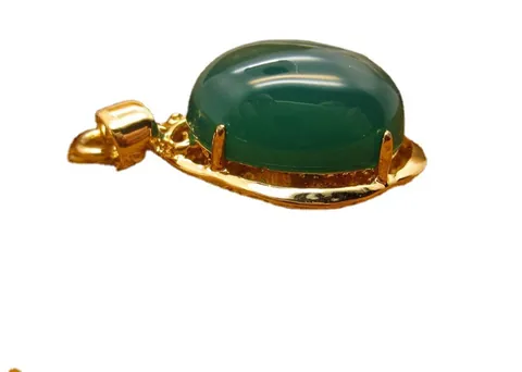 Colgante de Calcedonia Ágata en Gota de Agua Hueco Chapado en Oro 24K para Mujer Accesorio Joyería Retro Colgante Solo Sin Cadena