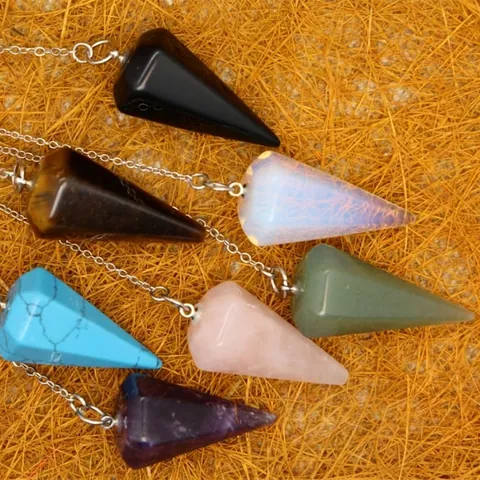 Colgante de Pilar Hexagonal de Cristal Natural Punto de Piedra Facetada Péndulo de Sanación Amatista Cuarzo Rosa para Fabricación de Joyas Meditación