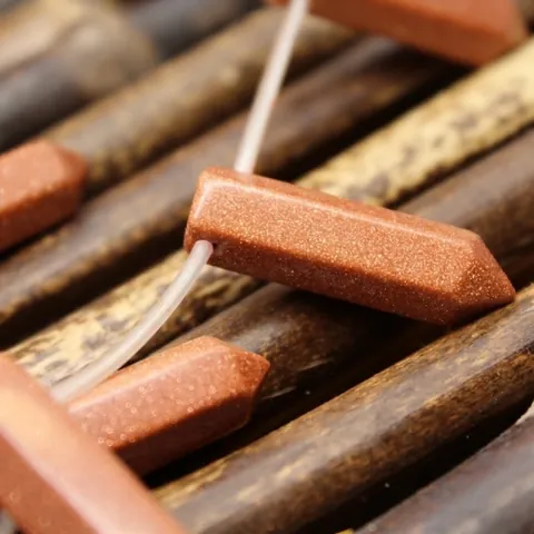 Vintage Hexagonal Column Goldstone Pendant For DIY Jewelry Making Necklaces Bracelets Man-made Crystal Healing Point Charm
