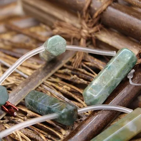 Natural Indian Agate Hexagonal Pillar Beads For Jewelry Making DIY Necklace Bracelet Pendant Semi-Finished Stone Charms
