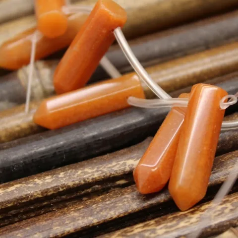 Red Aventurine Hexagonal Column Beads Natural Stone Spacer Beads For DIY Jewelry Making Necklaces Bracelets Twelve Pieces Strand