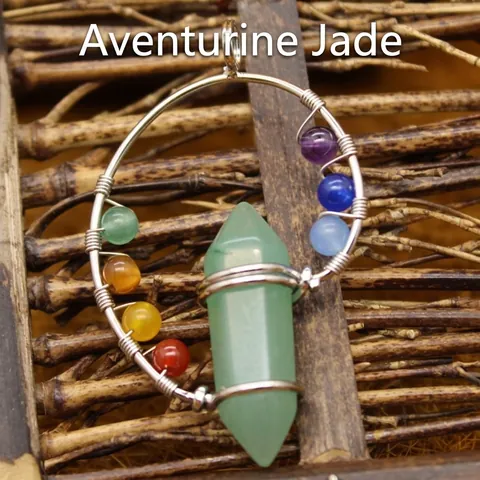 Healing Crystal Hexagonal Column Pendant For Women Men Handmade Wire Wrapped Seven Chakra Stone Beads Point Pendant Only Yoga Jewelry Gift