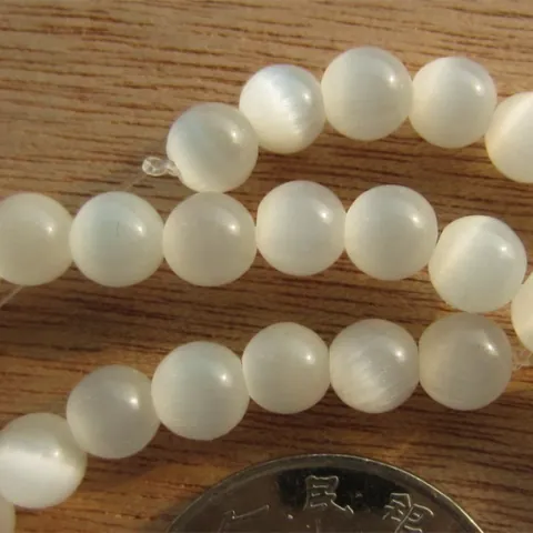 White Cat Eye Style Beads Artificial Crystal Acrylic Round Loose Beads For DIY Bracelet Necklace Accessories