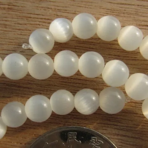 White Cat Eye Style Beads Artificial Crystal Acrylic Round Loose Beads For DIY Bracelet Necklace Accessories