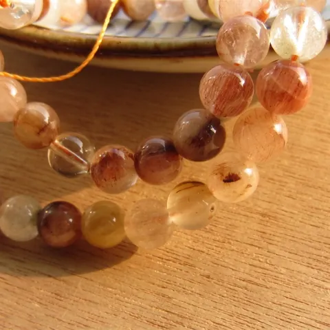 Natural AAA Rutilated Quartz Loose Beads Round Multicolor Stone Beads For DIY Jewelry Making Necklaces Bracelets Accessories