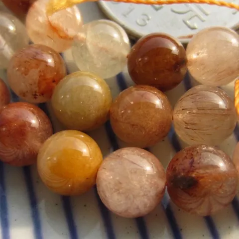 Natural AAA Rutilated Quartz Loose Beads Round Multicolor Stone Beads For DIY Jewelry Making Necklaces Bracelets Accessories