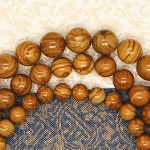 Natural Yellow Wood Grain Jasper Round Stone Beads For DIY Jewelry Making Smooth Loose Gemstone Strand For Necklace Bracelet