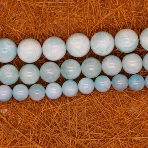 Natural Amazonite Semi-Precious Stone Round Beads Loose Strand For DIY Jewelry Making Bracelets Necklaces Blue Beads