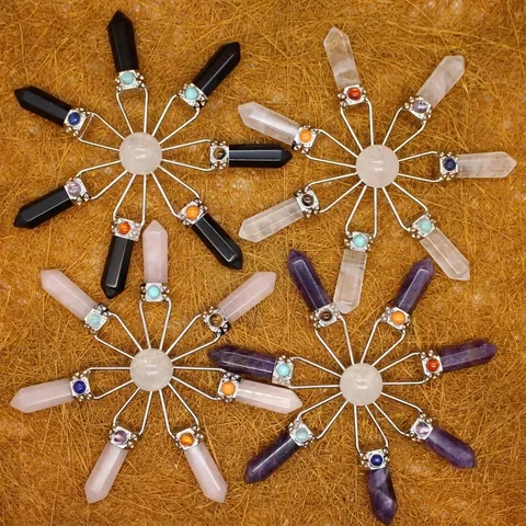 Natural Crystal Point Energy Array Ornament Clear Quartz Rose Quartz Amethyst Healing Meditation Home Decor Table Ornament Gift