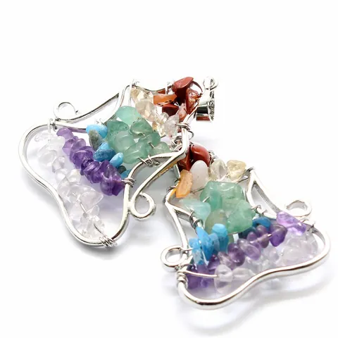 Yoga Meditator Handmade Wire Wrapped Pendant Necklace Natural Agate Chakra Stone Chips Healing Crystal Jewelry For Women