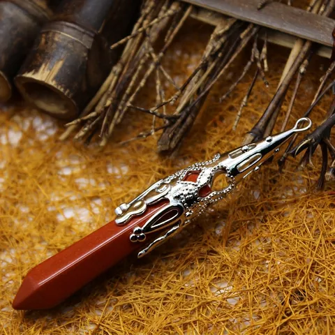 Natural Stone Hexagonal Point Pendant Only (Without Chain) Retro Alloy Filigree Cap Healing Crystal Pendulum For Jewelry Making