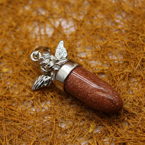 Vintage Engelsflügel Kugelform Naturstein Anhänger Für Damen Heilkristall Quarz Hexagonaler Punkt Edelstein Anhänger Schmuck Geschenk
