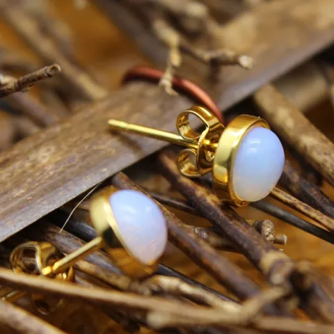 Minimalist 4mm Round Moonstone Stud Earrings For Women Vintage Gold Plated Natural Stone Gemstone Minimalist Jewelry Earrings