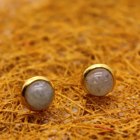 Minimalist 4mm Round Moonstone Stud Earrings For Women Vintage Gold Plated Natural Stone Gemstone Minimalist Jewelry Earrings