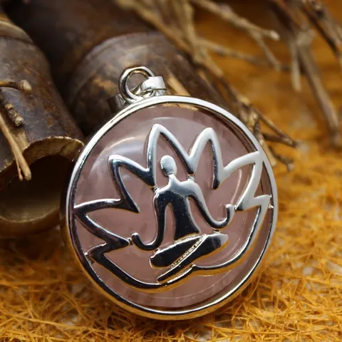 Ethnic Style Round Lotus Meditating Figure Pendant Necklace For Men Women Hollow Agate Natural Stone Zen Yoga Jewelry Necklaces