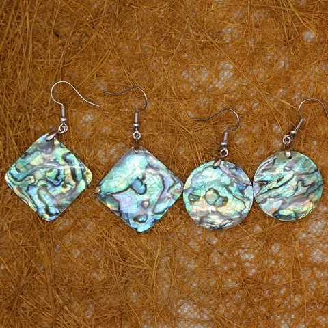 Natuurlijke Abalone Schelp Oorbellen Voor Vrouwen Bohemien Iriseert Ruit Rond Geometrische Schelp Hangoorbellen Vakantie Sieraden