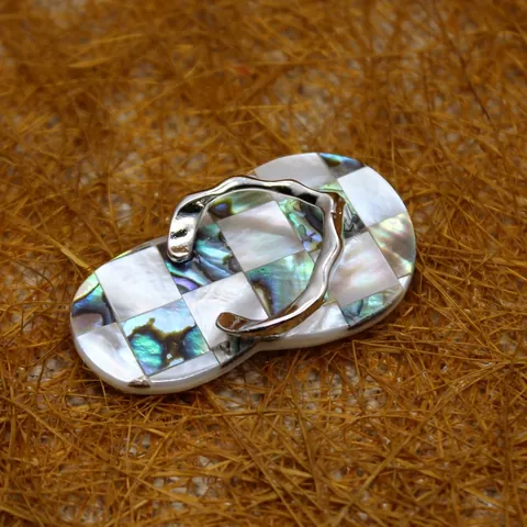 Personalized Abalone Shell Flip Flop Pendant Western Style Shell Mosaic Slipper Shape Pendant Necklace Jewelry Beach Accessory
