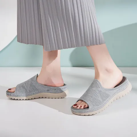 Sandalias de Plataforma Deportivas Casuales para Mujer Fly Knit Transpirables Punta Abierta Chanclas de Playa SIKETU Moda Verano
