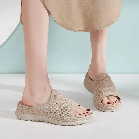 Sandalias de Plataforma Deportivas Casuales para Mujer Fly Knit Transpirables Punta Abierta Chanclas de Playa SIKETU Moda Verano