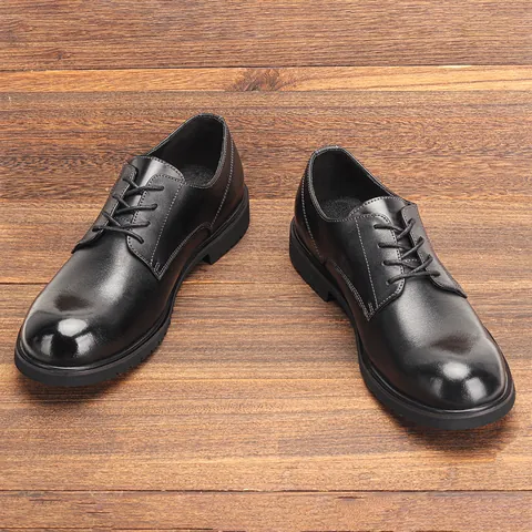 Scarpe Derby da Uomo in Pelle di Vacchetta Primo Strato Stile Britannico Business Casual Scarpe Stringate Formali per Ufficio Banchetto