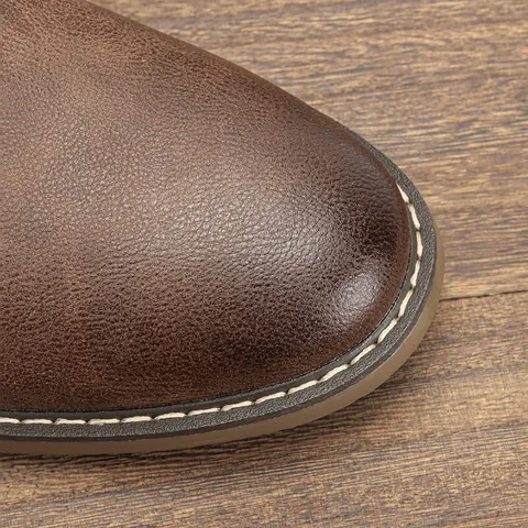Scarponcini Desert Retrò da Uomo in Pelle PU Brunita Stile Vintage Suola in Gomma Antiscivolo Stivaletti Casual da Uomo