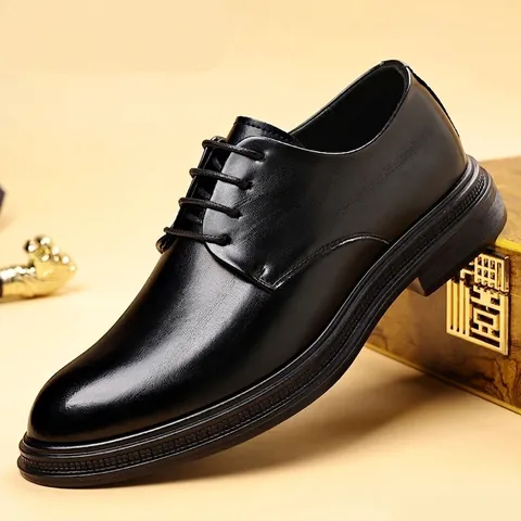 Zapatos de Cuero Dividido Formales de Negocios para Hombre Con Suela Elevada Punta Fina Con Cordones Tallas Grandes Zapatos Oxford para Oficina Banquete