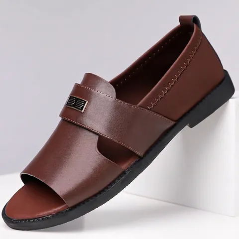 Men Summer Roman Sandals Plus Size Microfiber Leather Beach Shoes Non-slip Lightweight Outdoor Casual Trendy Hollow Out Sandals
