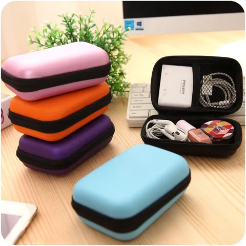 Portable Mini EVA Hard Case Storage Bag For Earphones USB Cable Charger Digital Accessories Shockproof Travel Organizer
