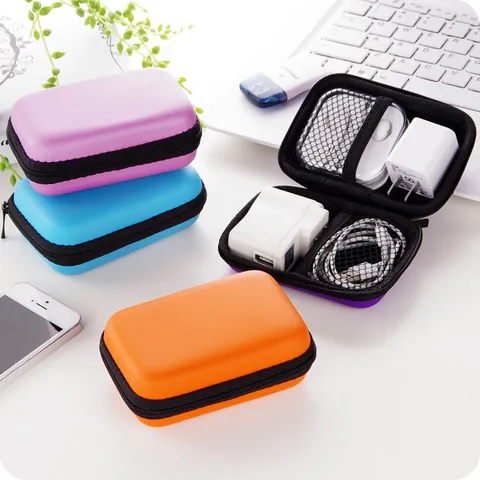 Portable Mini EVA Hard Case Storage Bag For Earphones USB Cable Charger Digital Accessories Shockproof Travel Organizer