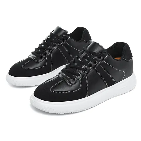 Men Women Hidden Heel 6cm GAT Plimsolls Retro Casual Synthetic Leather Patchwork Microfiber Height Increasing Skate Shoes
