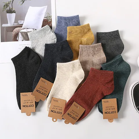 Men Vintage Cotton Wool Blend Ankle Socks Solid Color Breathable Low Cut Sport Socks For Daily Wear Comfortable Hosiery